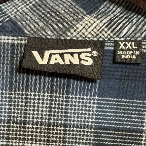 Vans Western Pearl Snap Button Up Shirt Long Sleeve Blue Plaid Mens Size XXL - Picture 6 of 7